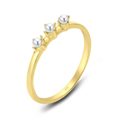 Tripple Pearl Gold Plated Silver Ring NSR-2864-GP